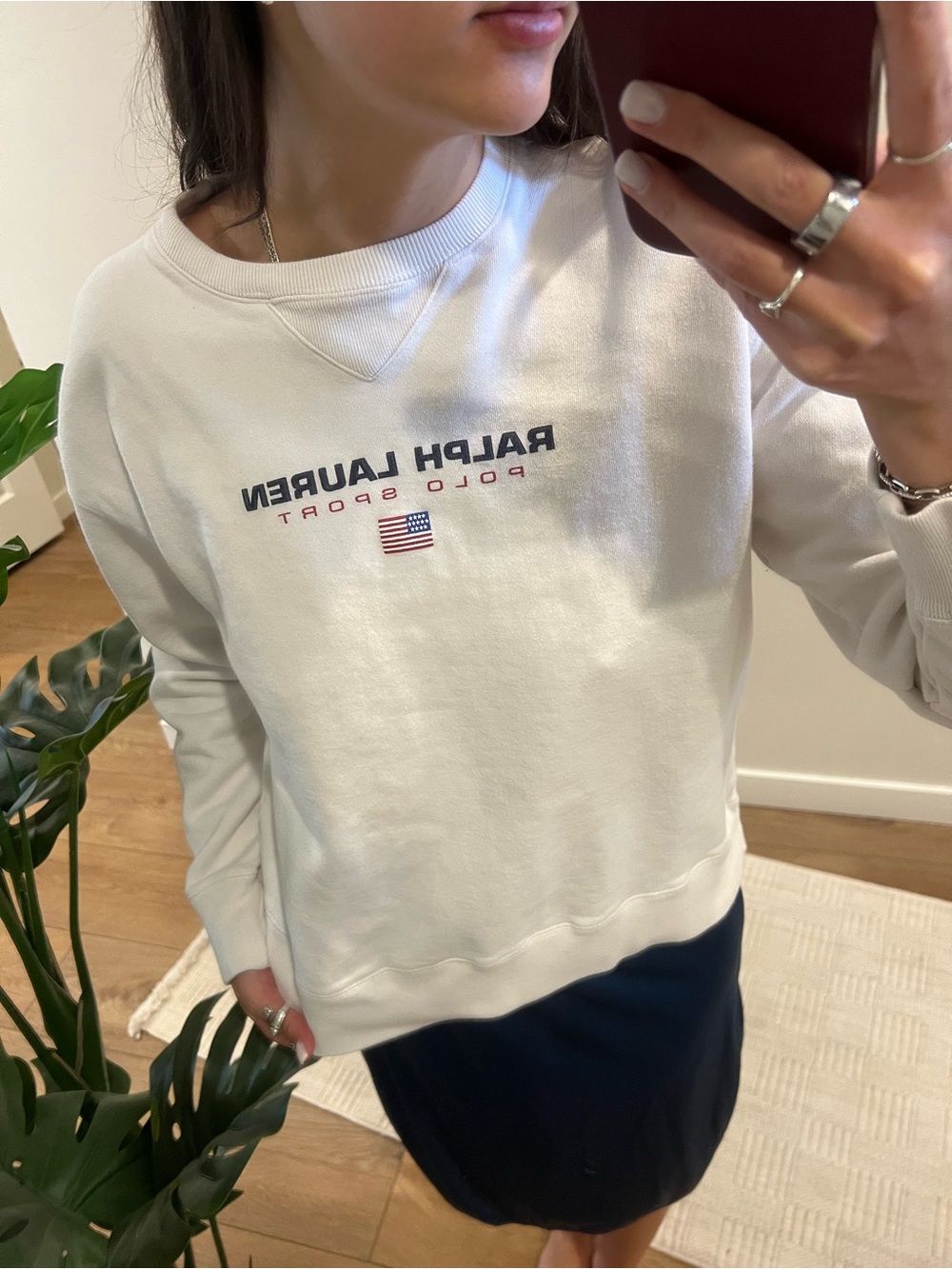 Ralph Lauren polo sport White Crewneck Sweatshirt with Flag Logo